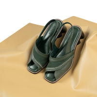 Adaa Peep in Olive with 2-inch heel by Suvaa