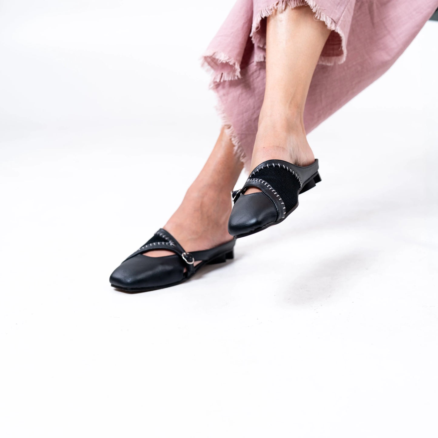 Begum Mule in Black with 1/2-inch heel by Suvaa
