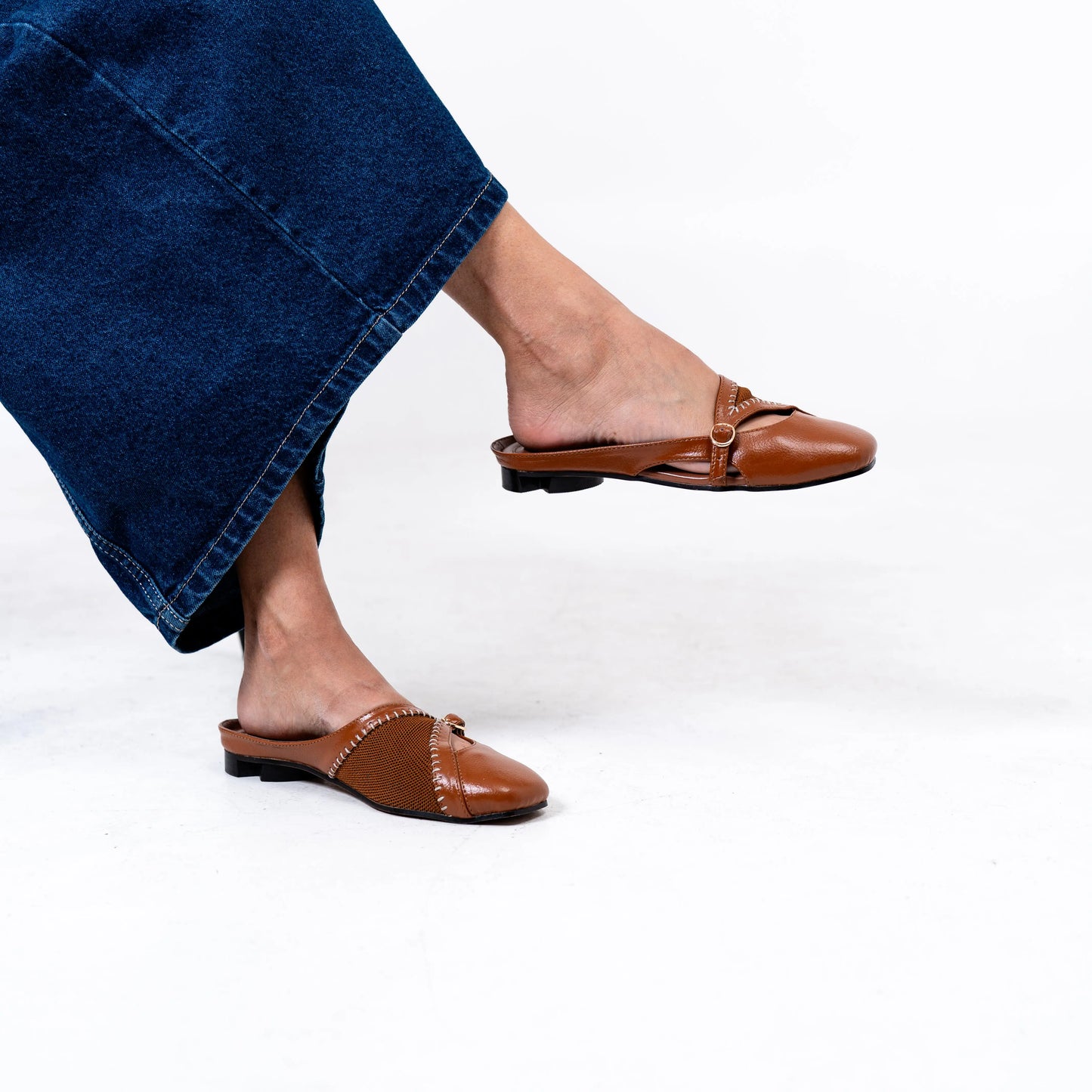 Begum Mule in Tan with 1/2-inch heel by Suvaa