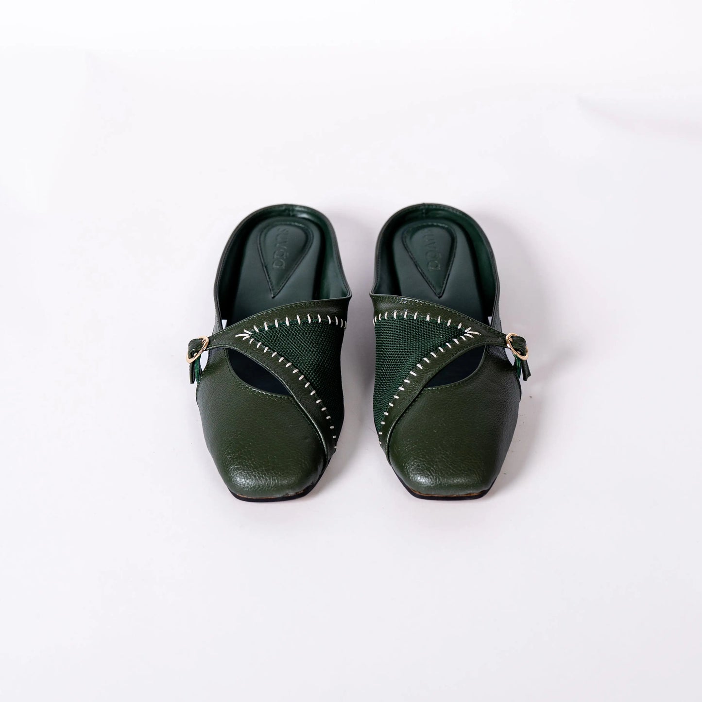 Begum Mule in Olive with 1/2-inch heel by Suvaa