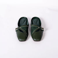 Begum Mule in Olive with 1/2-inch heel by Suvaa