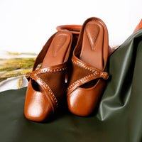 Begum Mule in Tan with 1/2-inch heel by Suvaa