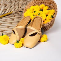Begum Mule in Honey Beige with 1/2-inch heel by Suvaa