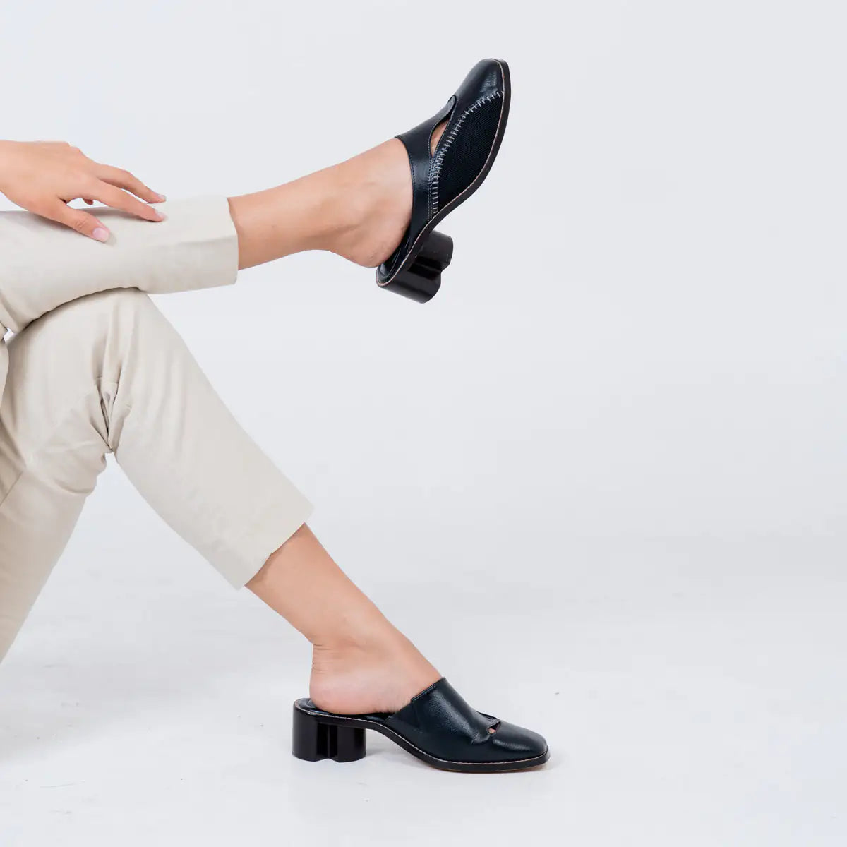 Begum Mule in Black with 2-inch heel by Suvaa